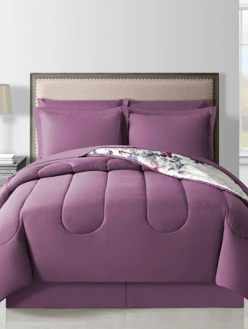 Fairfield Square Collection Monica 8pc Reversible  King Comforter Set Purple